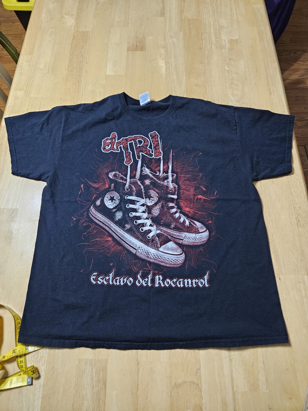 El Tri Mexican Rock Band All Over Print Black Tshirt size XL @D1